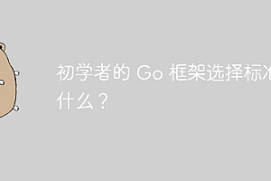 初学者的 Go 框架选择标准是什么?